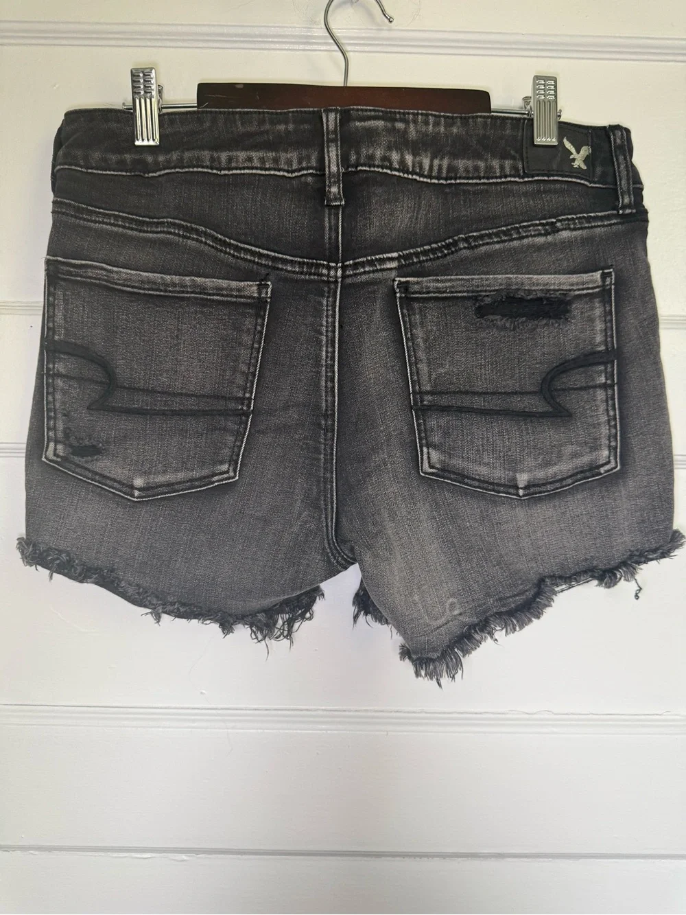 American Eagle Next Level Stretch Distressed High Rise Denim Shortie Shorts 12